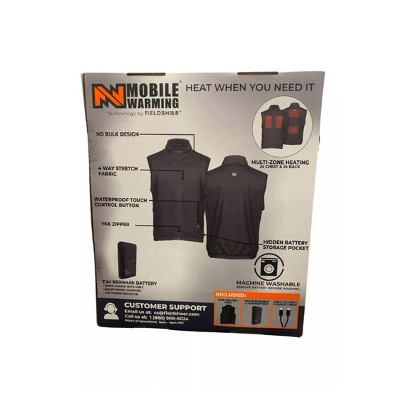 Mobile Warming Battery Powered Heated Vest Large Size Unisex Heat up to 16 Hours - Picture 2 of 5